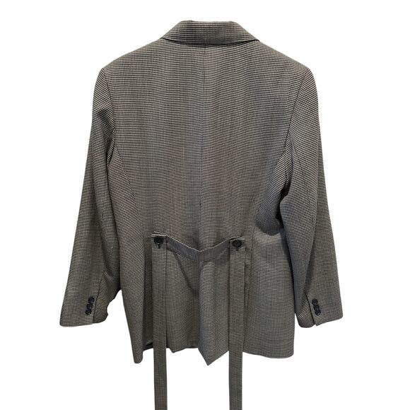 Vintage 90s Talbots 100% Wool Houndstooth Blazer Size 14 MadeinUSA DarkAcademia - Picture 4 of 7